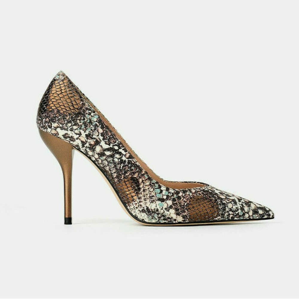 Zara | Embossed Leather Snake Bronze/Blue Pattern - Picture 2 of 16